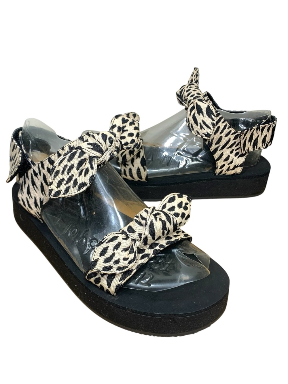 Maguire Marsala Black Platform Sandals Cream Bow-Strap Leopard Sz 37 Fit 8 US